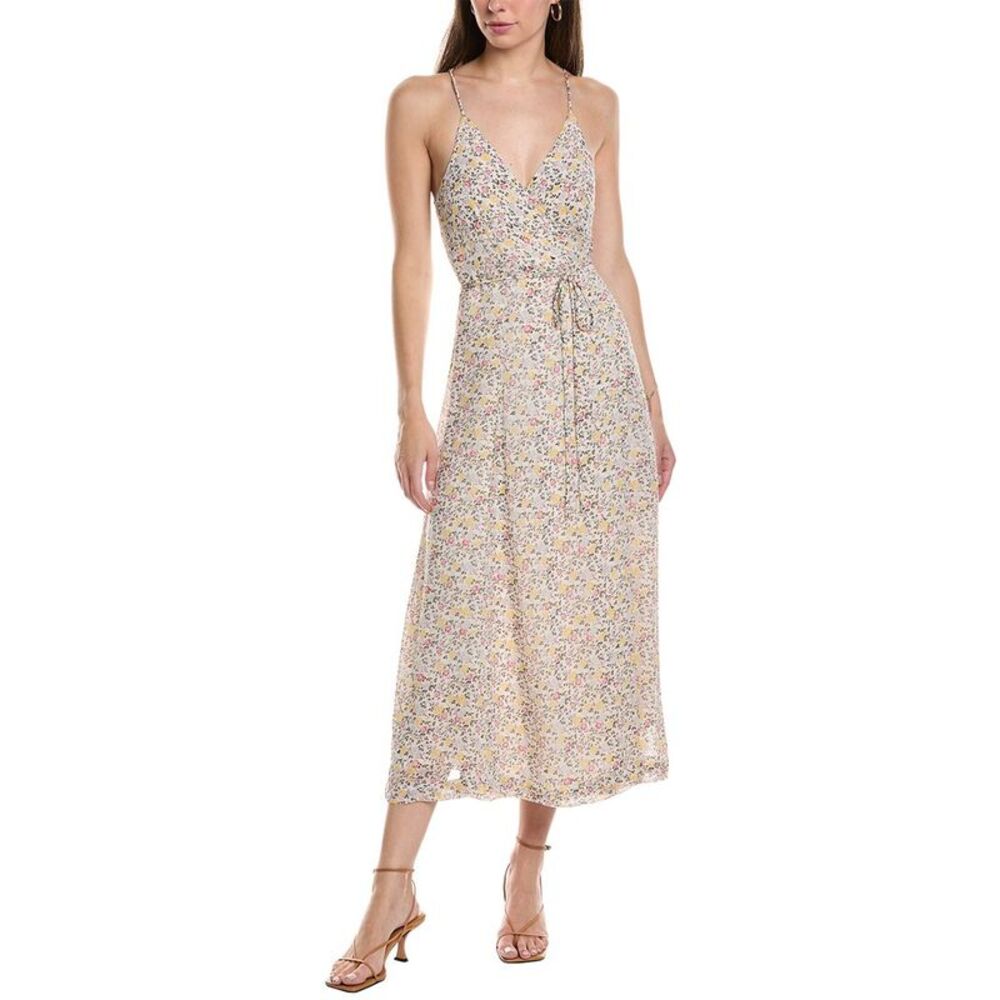 GANNI Printed Georgette Strap Wrap Dress